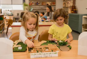 Preschool students taking part in nature-inspired play